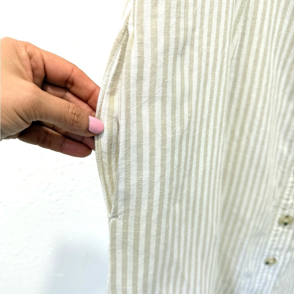 Liz Claiborne linen blend Cream Striped Midi Dress XL - Picture 6 of 7